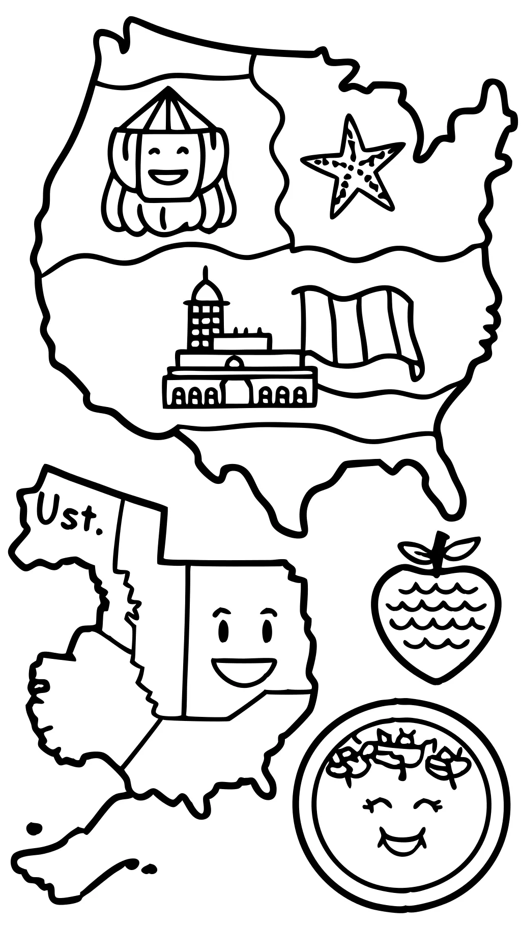 coloring pages of usa map